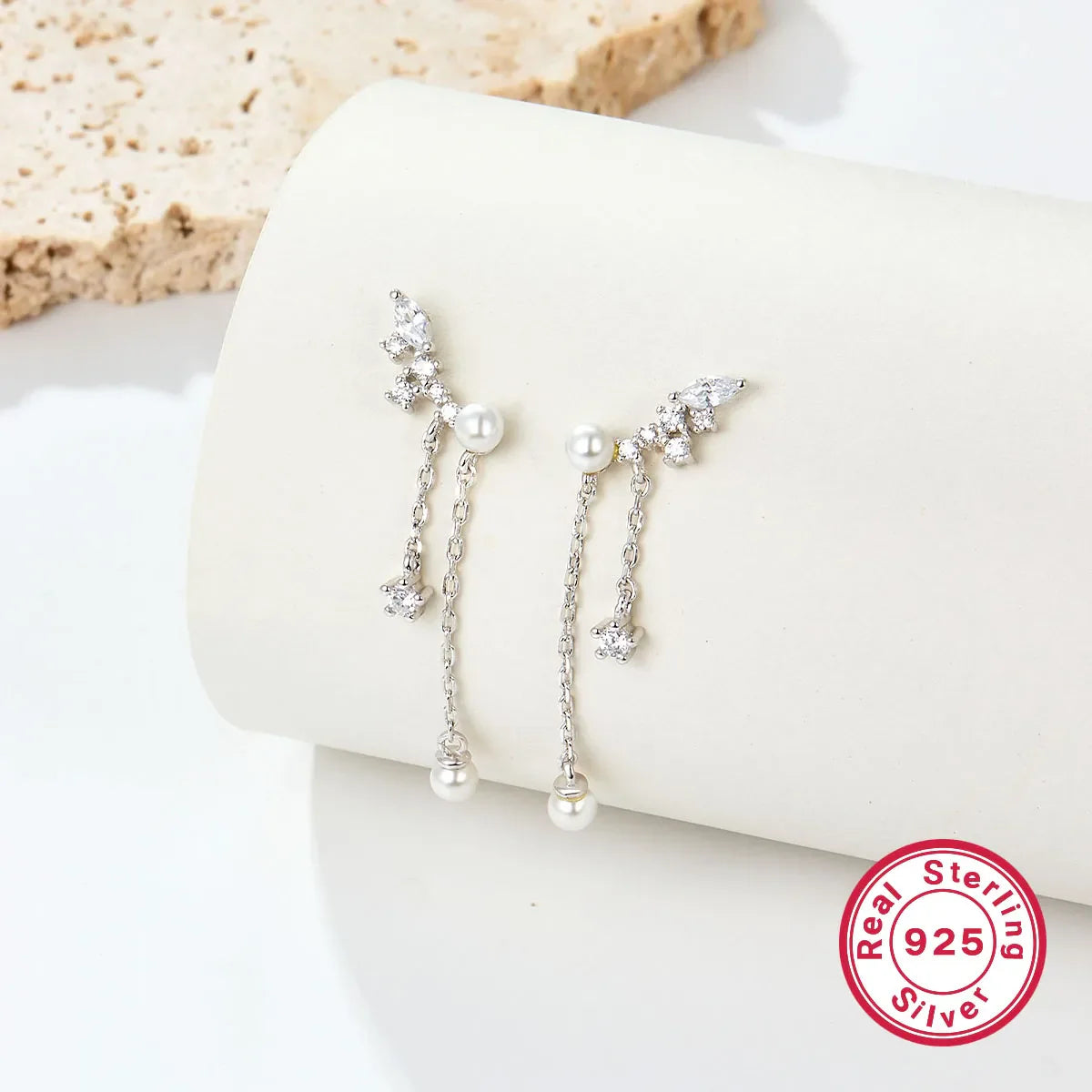 Lumière Bloom Earrings in White Gold Plating