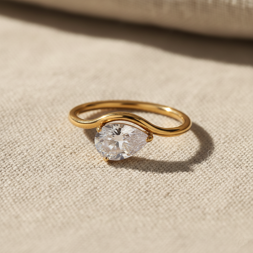 Gold Fuji Teardrop in 18K Plated Gold