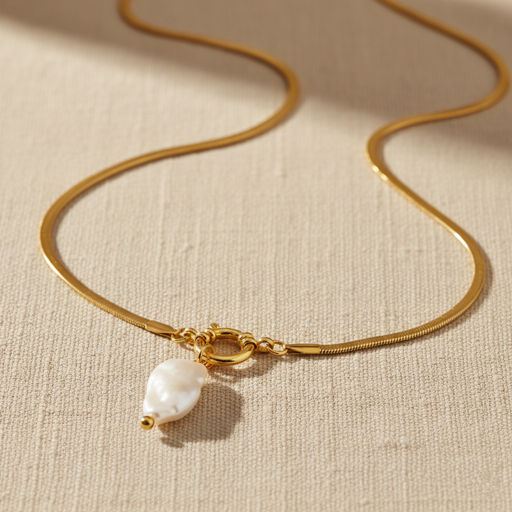 Shizuku Pearl Pendant in 18K Plated Gold