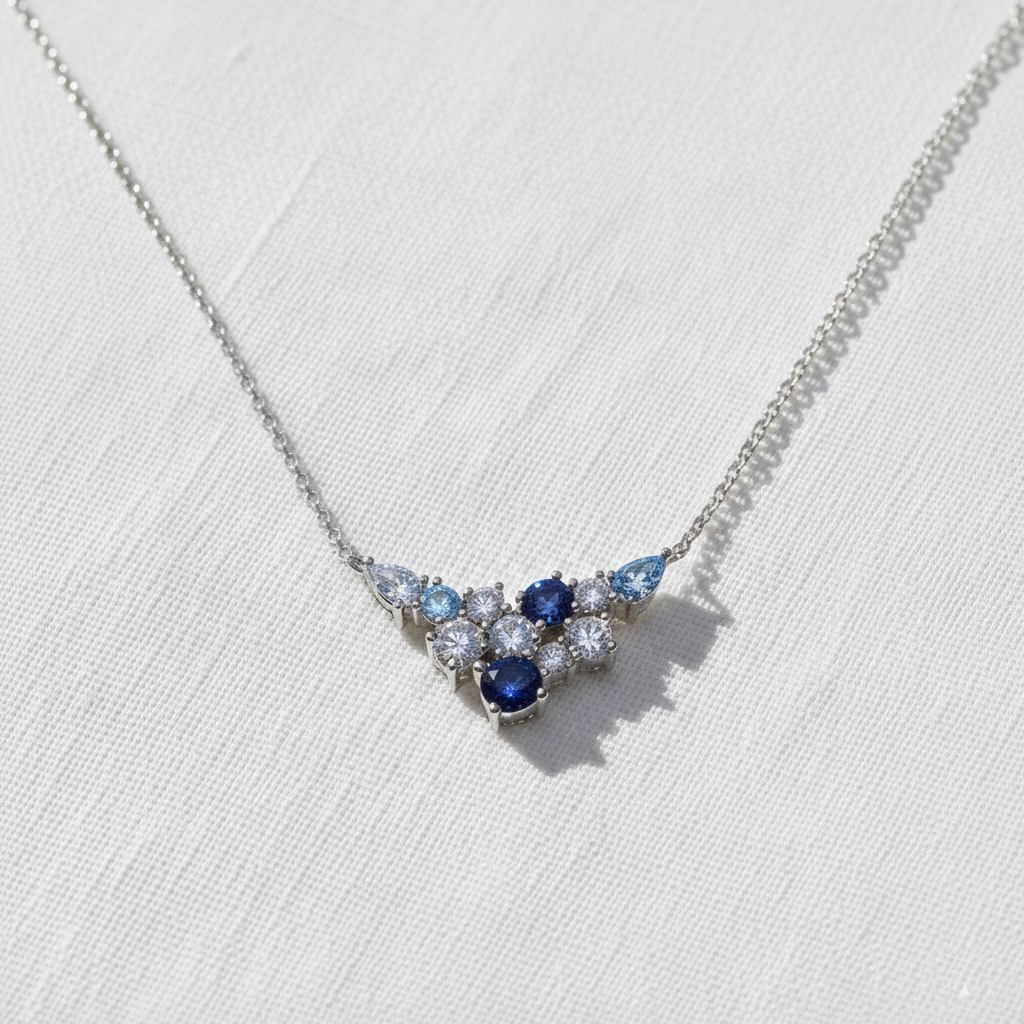 Seoul Ocean Drift Cluster Necklace in Sterling Silver
