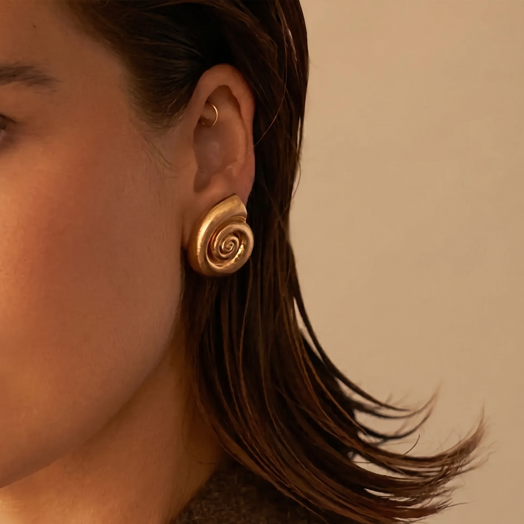 Nautilus Gold Shell Earrings