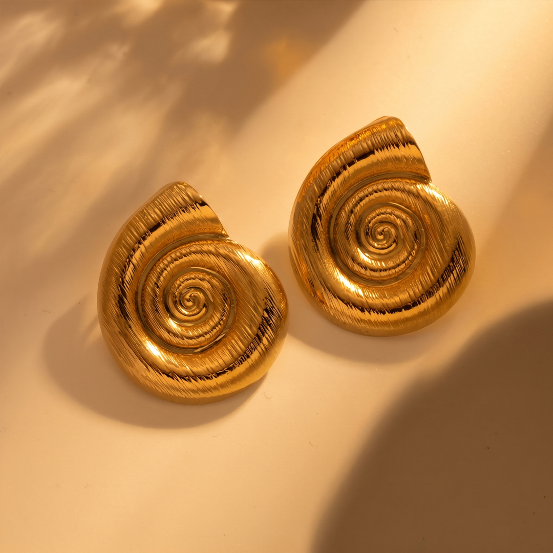 Nautilus Gold Shell Earrings