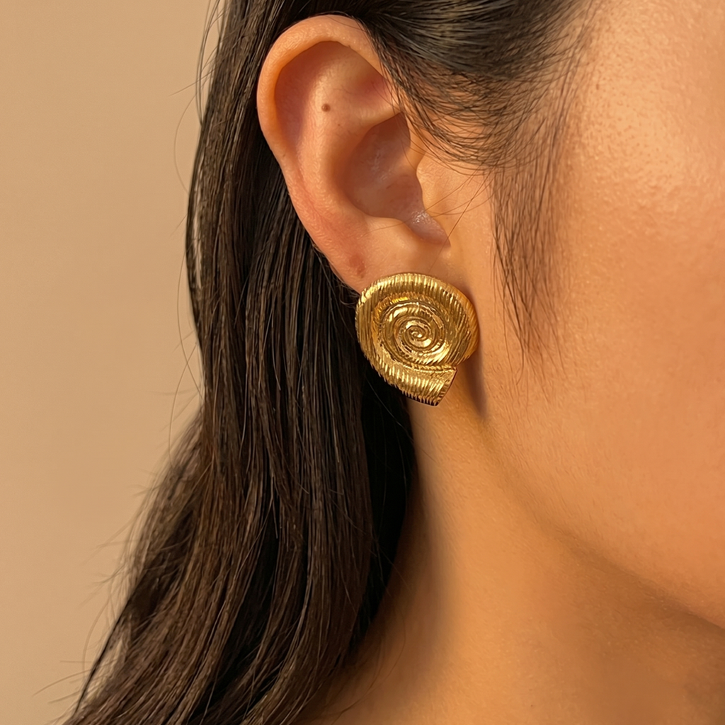 Nautilus Gold Shell Earrings