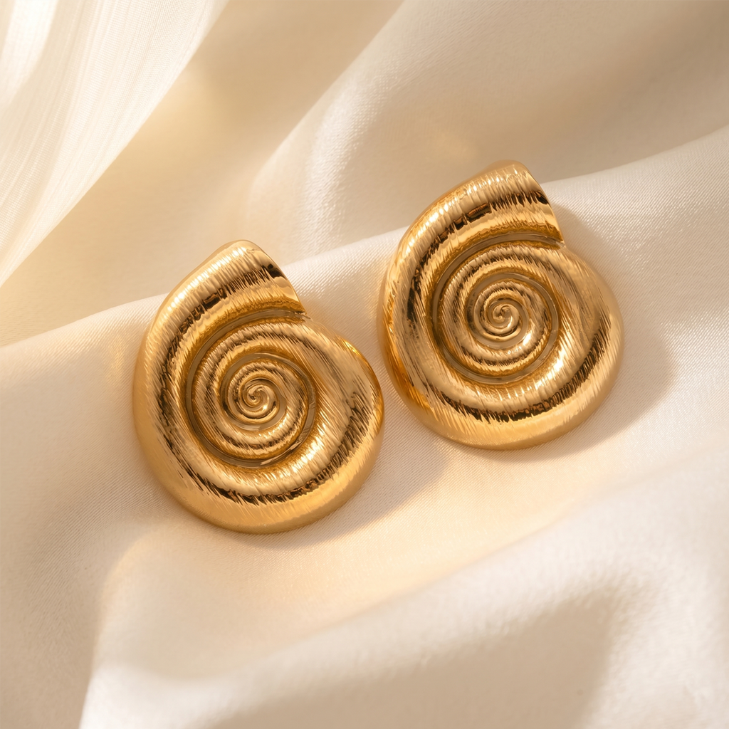 Nautilus Gold Shell Earrings