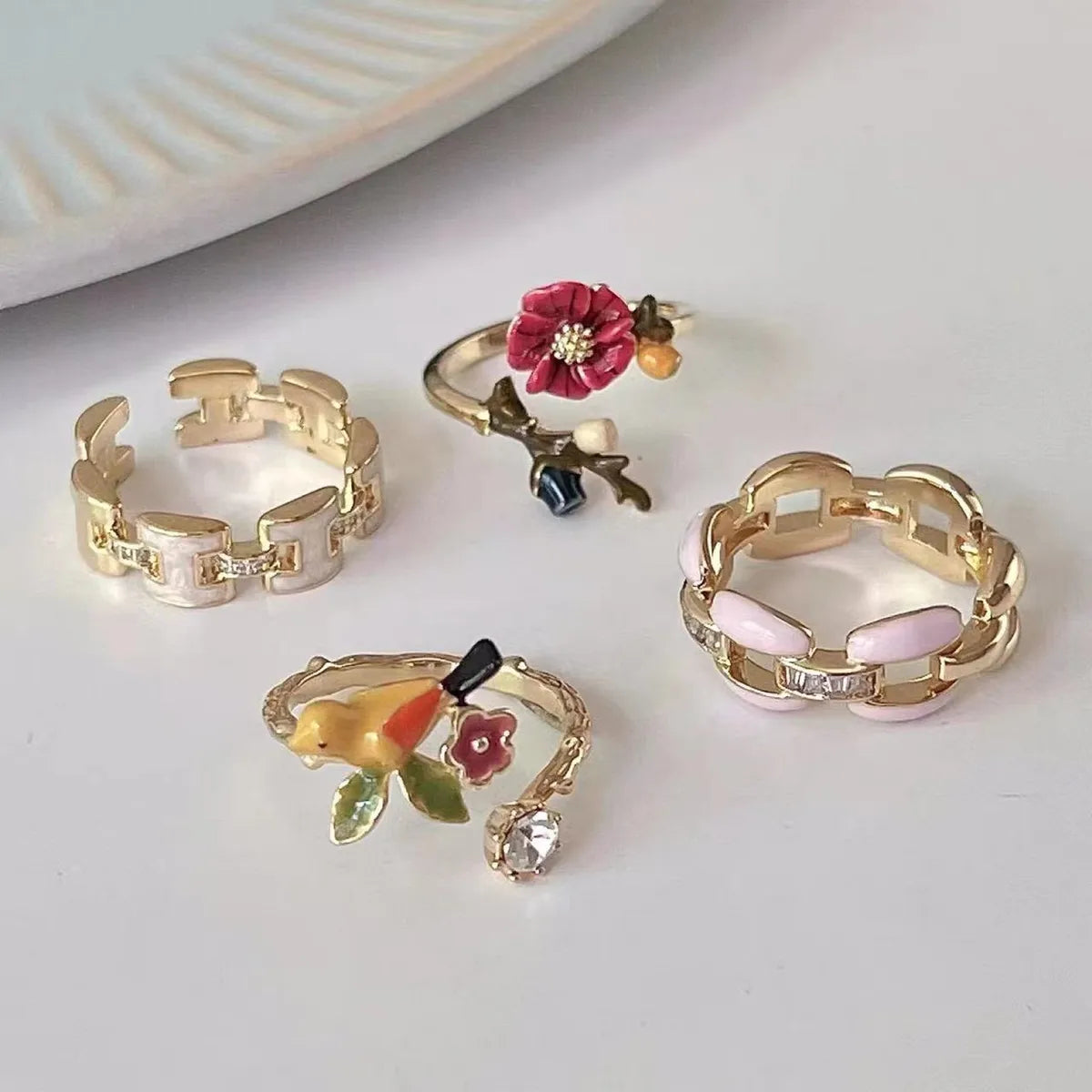 Sakura Charm Stackable Rings