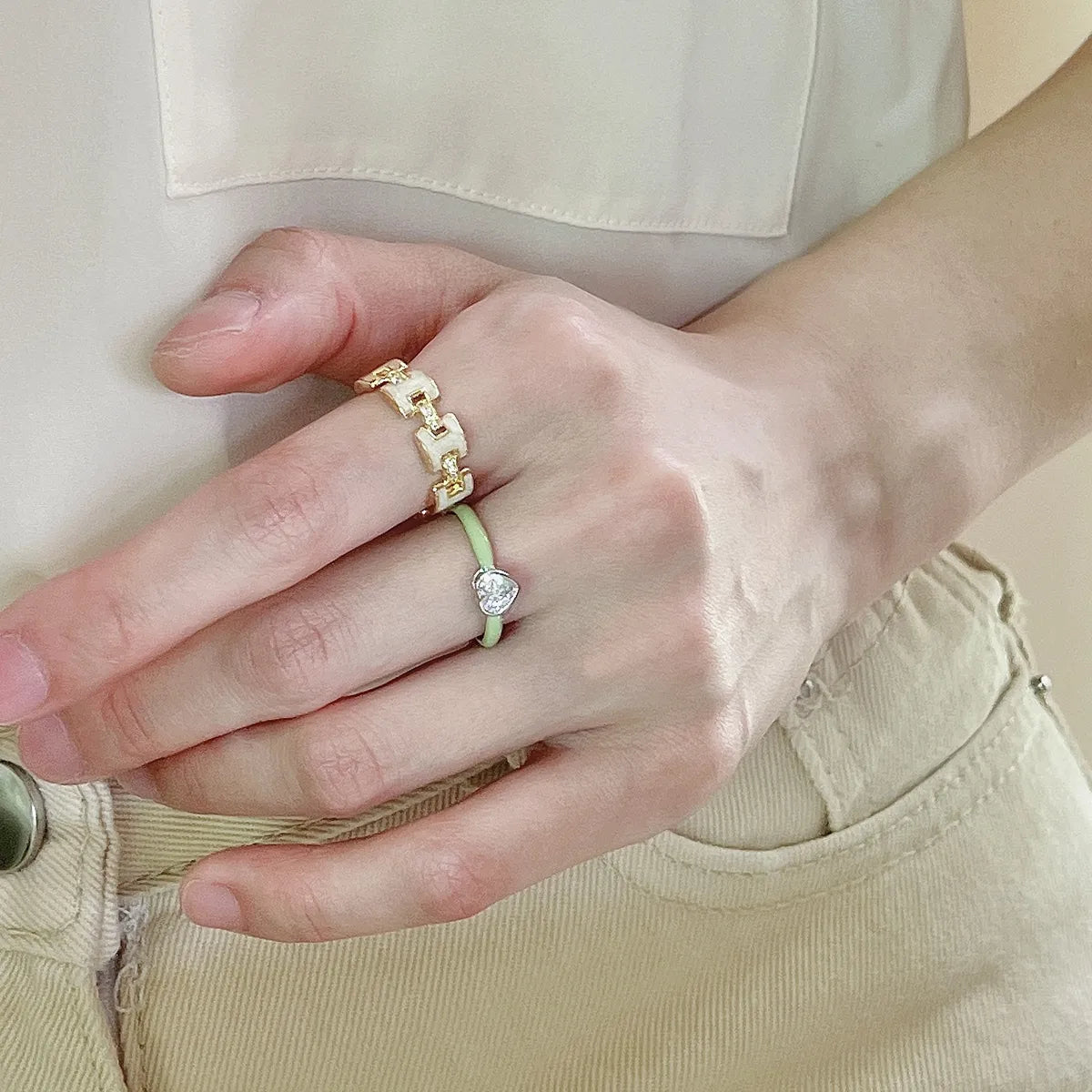 Sakura Charm Stackable Rings