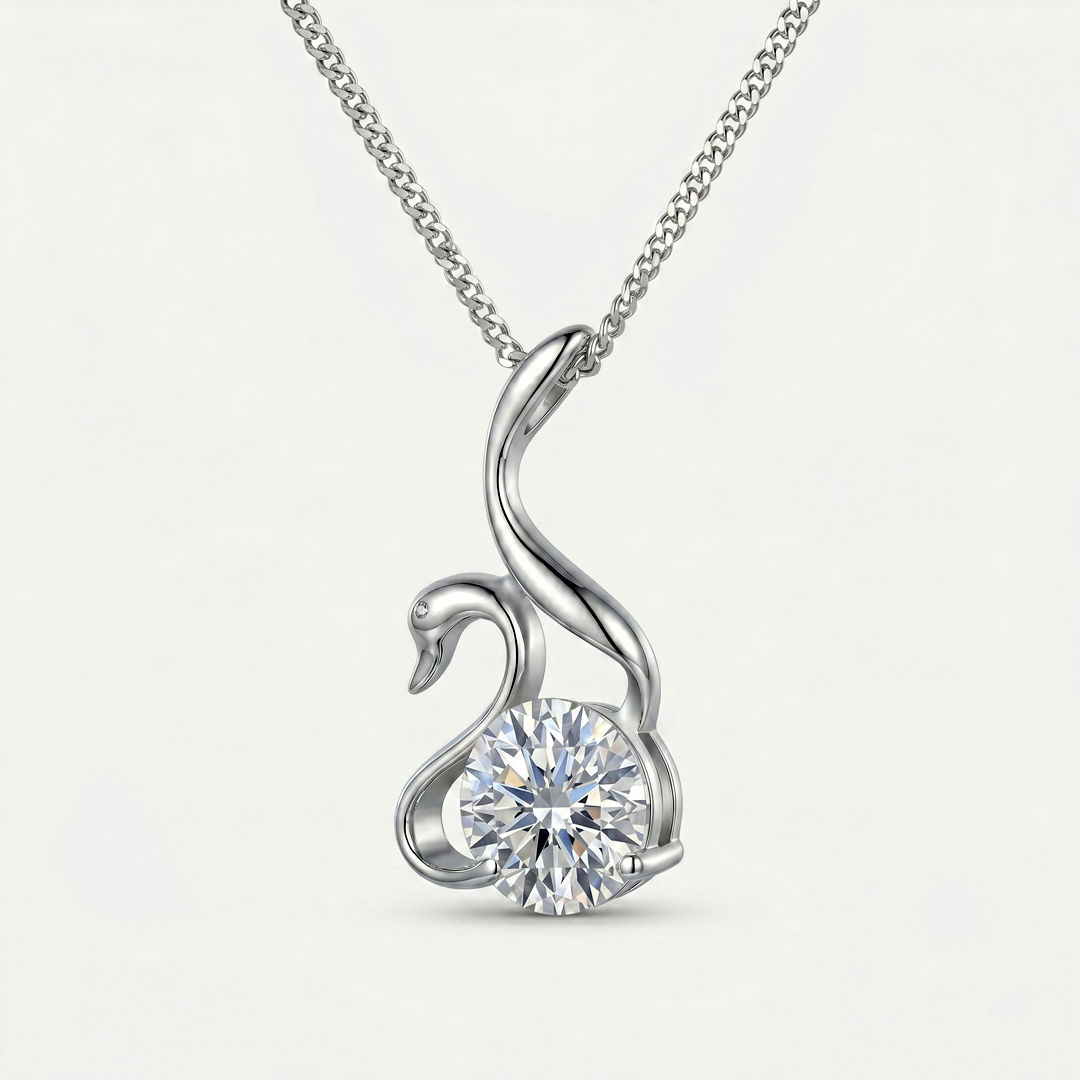 The Silver Crest Swan Necklace