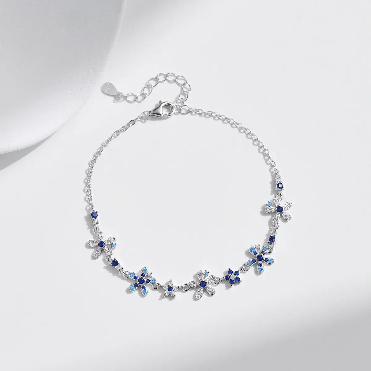 Lapis Floral Necklace in Sterling Silver