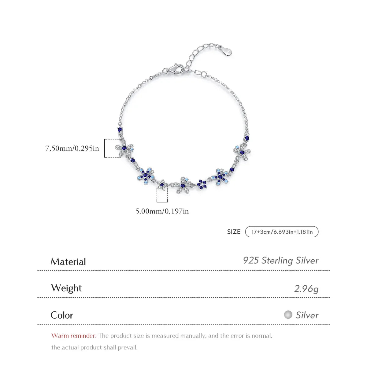 Lapis Floral Necklace in Sterling Silver