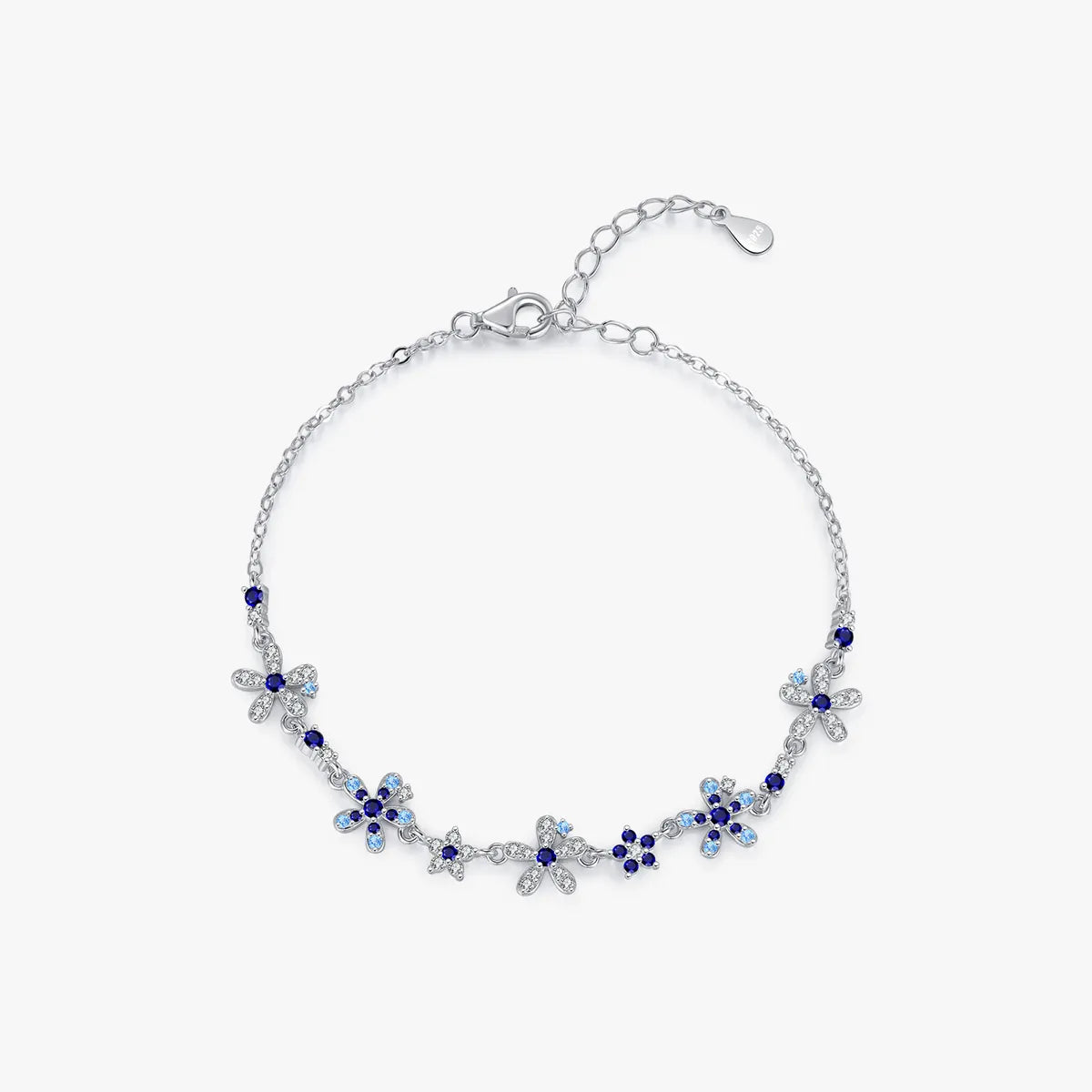 Lapis Floral Necklace in Sterling Silver