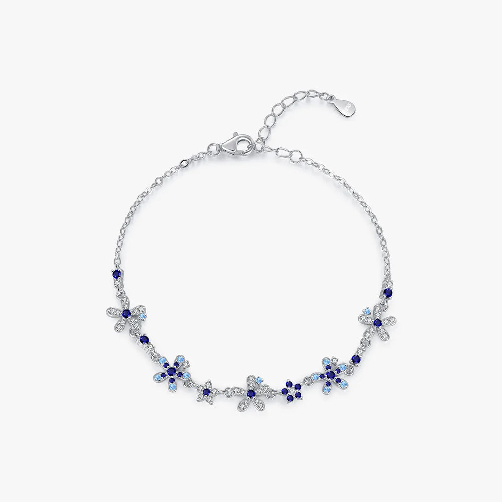 Lapis Floral Necklace in Sterling Silver