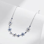 Lapis Floral Necklace in Sterling Silver