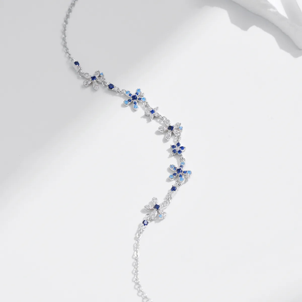 Lapis Floral Necklace in Sterling Silver
