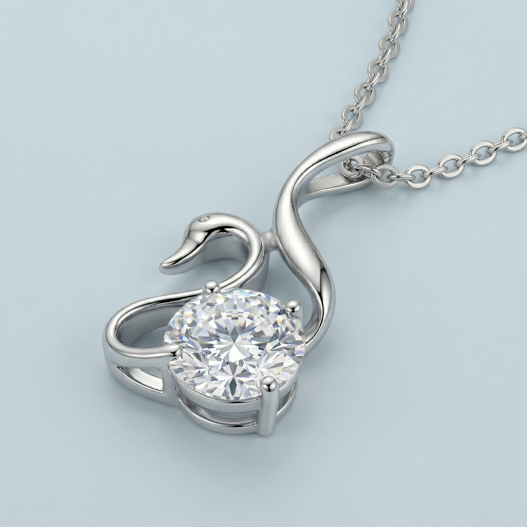 The Silver Crest Swan Necklace