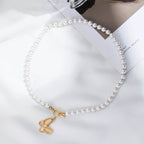 Hakubutsu Pearl Alloy Necklace