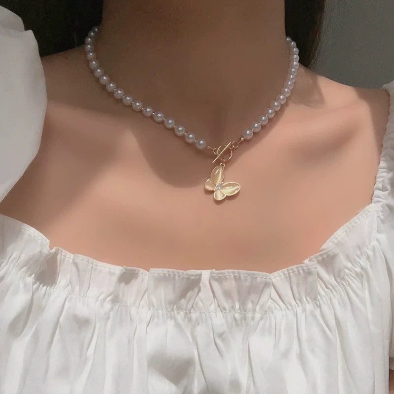 Hakubutsu Pearl Alloy Necklace
