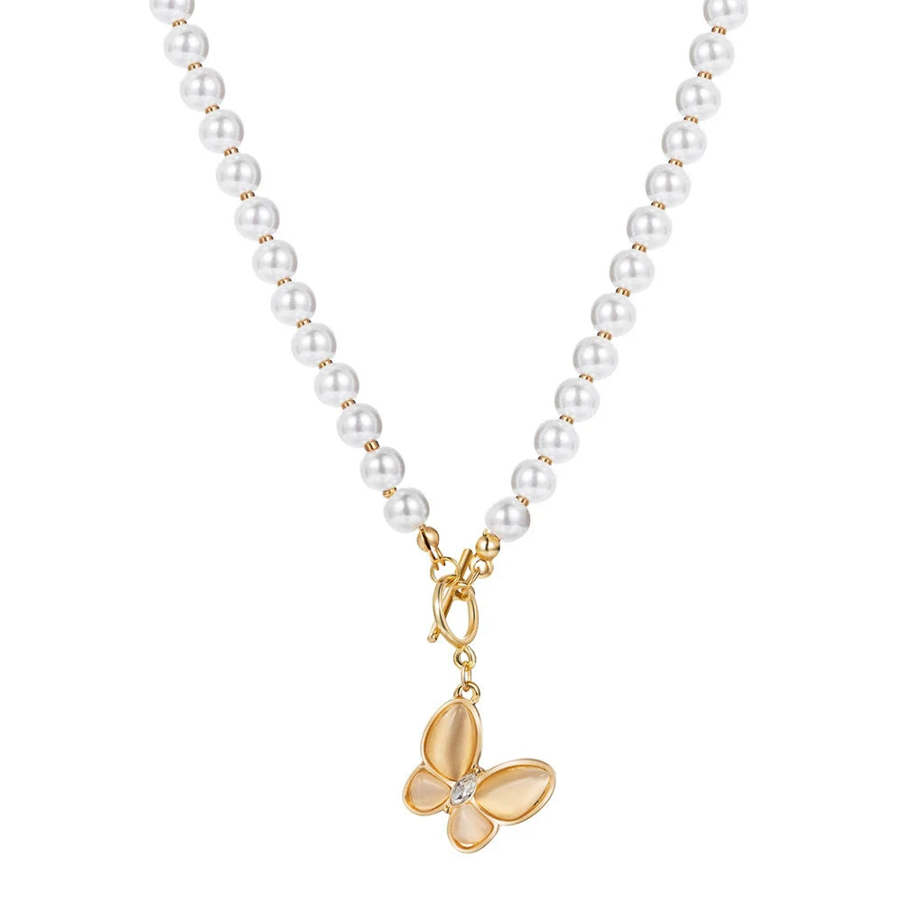 Hakubutsu Pearl Alloy Necklace