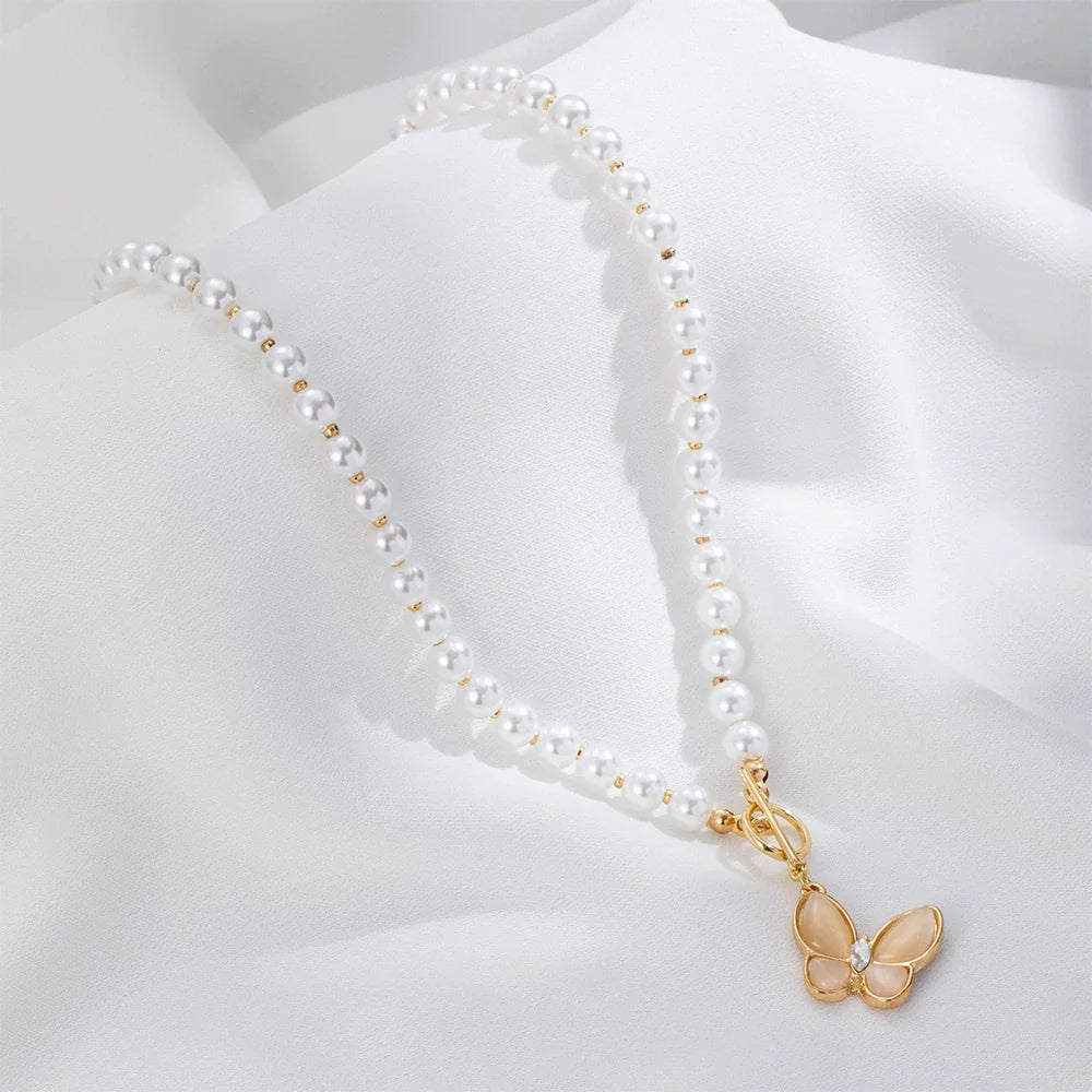 Hakubutsu Pearl Alloy Necklace