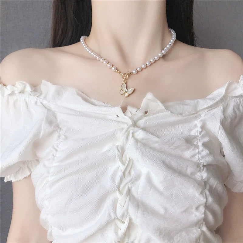 Hakubutsu Pearl Alloy Necklace