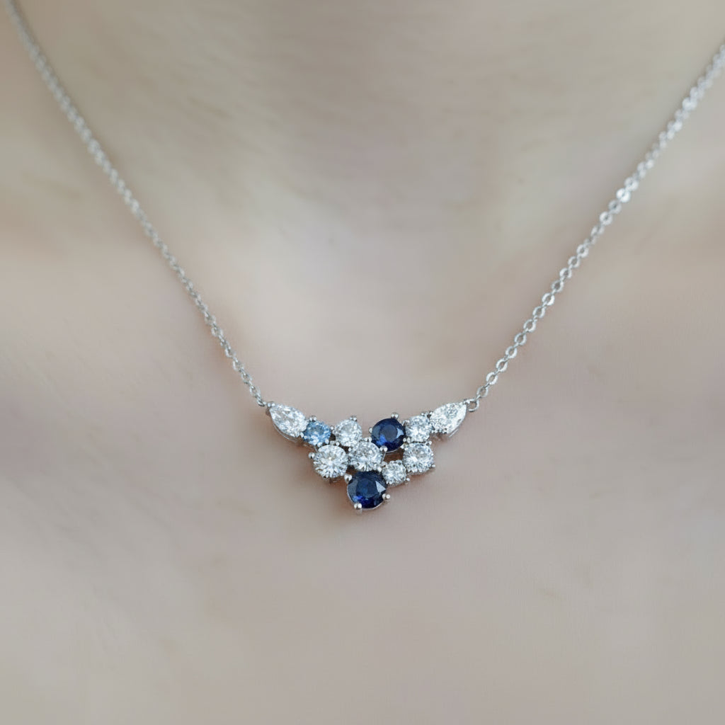 Seoul Ocean Drift Cluster Necklace in Sterling Silver